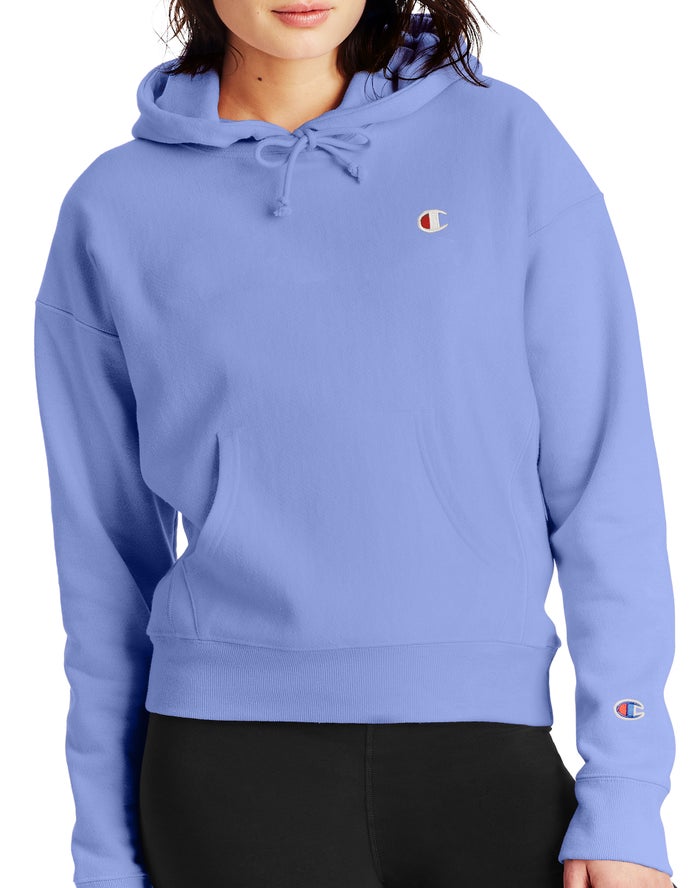 Champion Hoodie Dames - Blauw - Reverse Weave C Logo ( 412780-QZF )